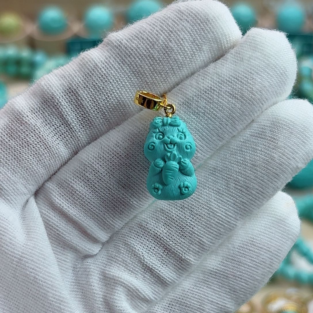 绿松石18K金镶嵌珠宝奇石