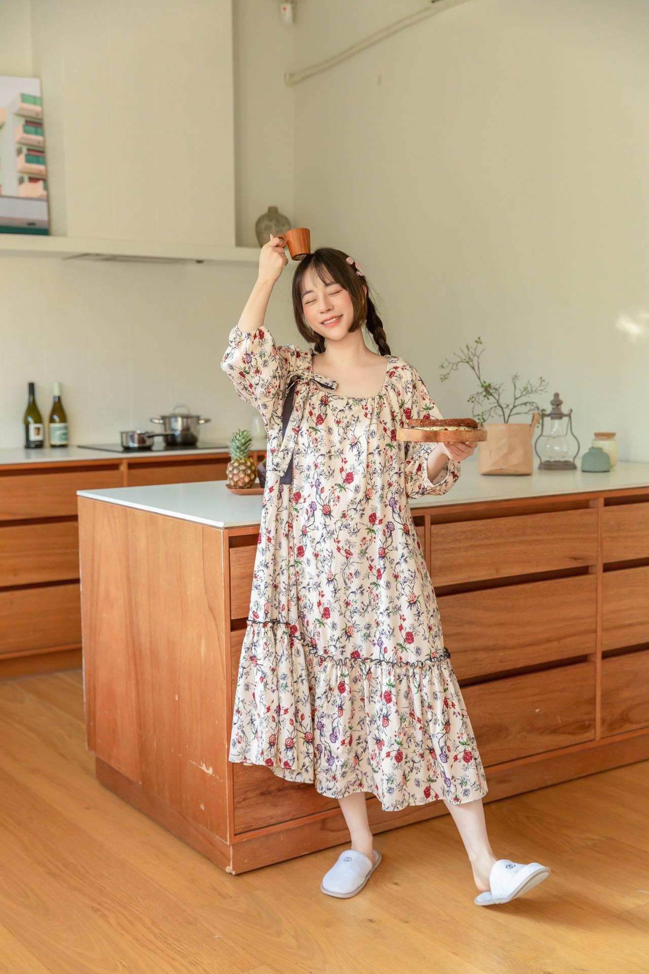 【特价】YQ斜纹棉【繁花】春夏可外穿睡裙睡衣2412