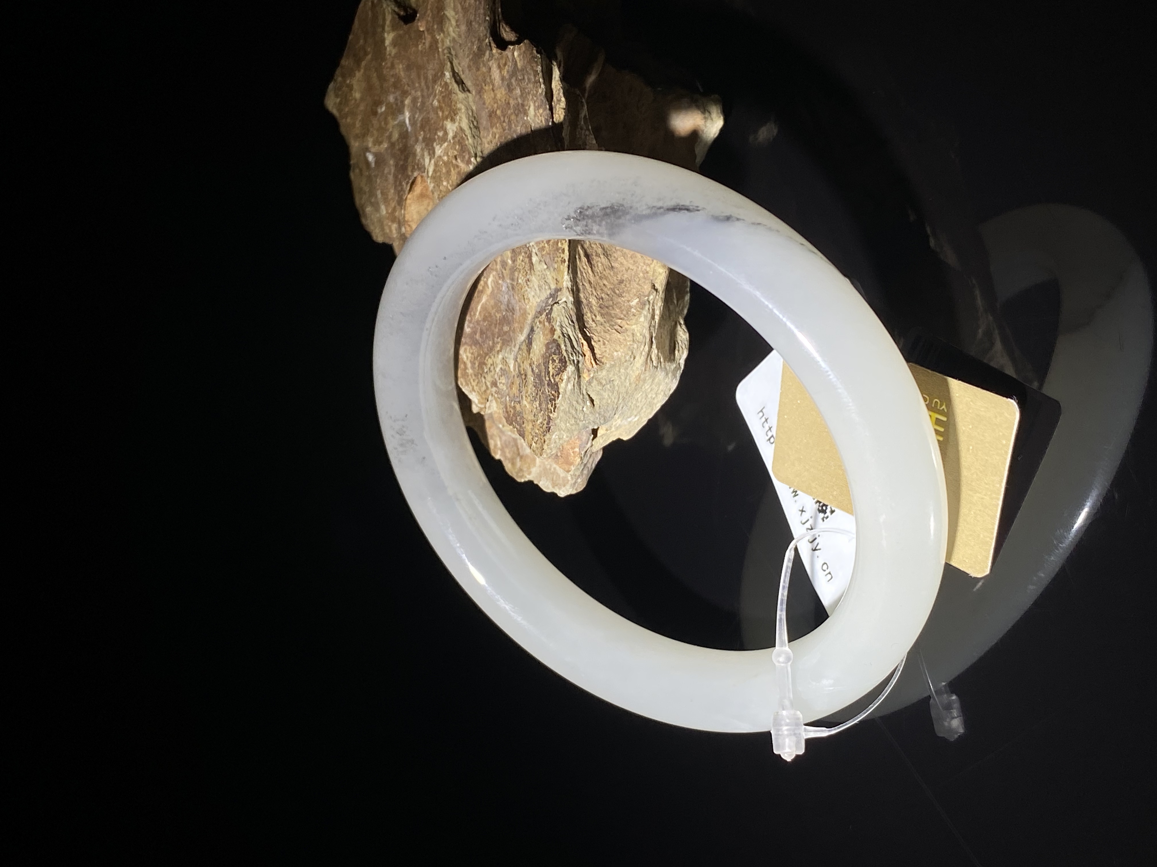 于田料羊脂白青花飘墨手镯