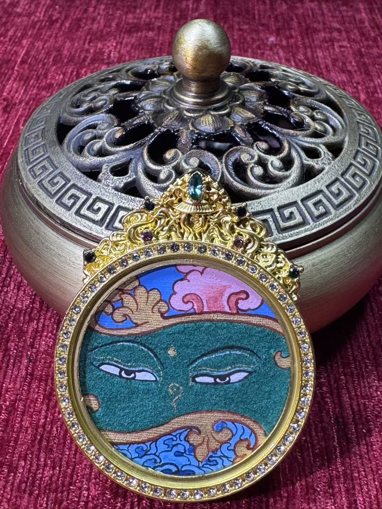 青海热贡纯手绘唐卡  绿度母法眼 3.5