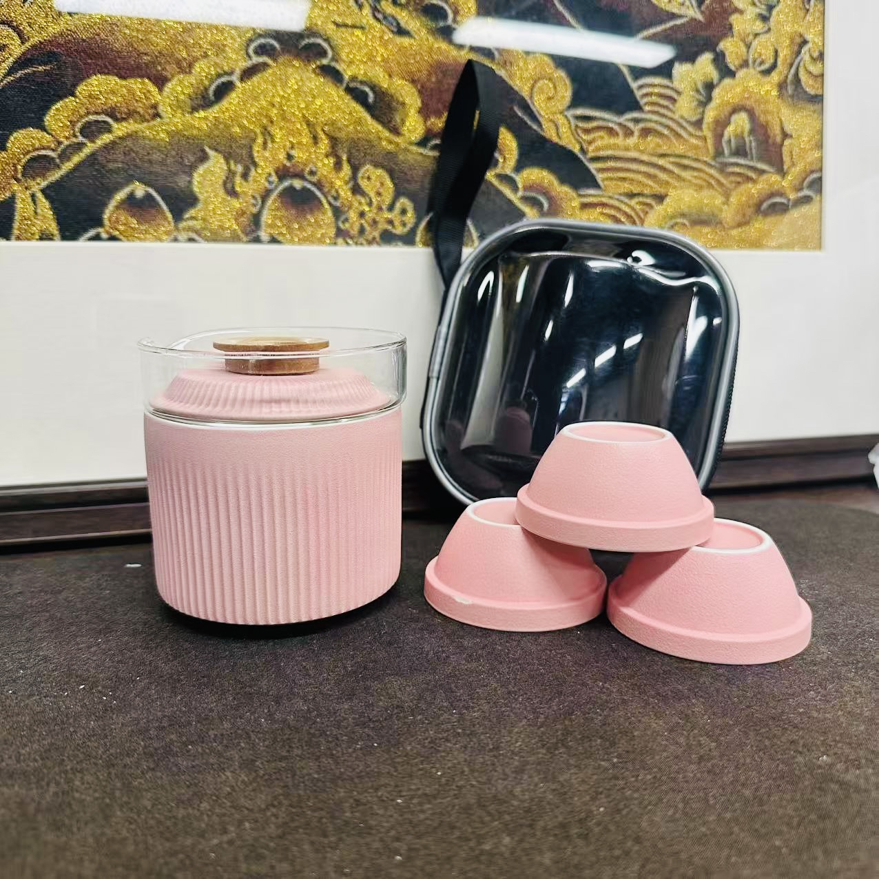 【闪购链接】纯粉竖纹 一壶三杯 旅行套63 是