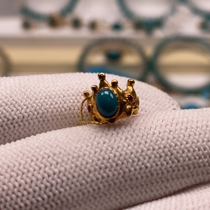 绿松石珠宝奇石18K金镶嵌A41 