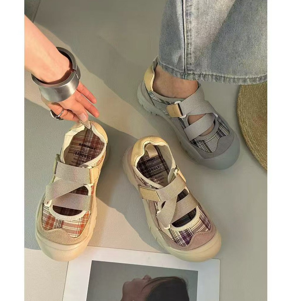 003-2 大头丑萌鞋女夏季学院风魔术贴厚底运动休闲鞋玛丽珍鞋