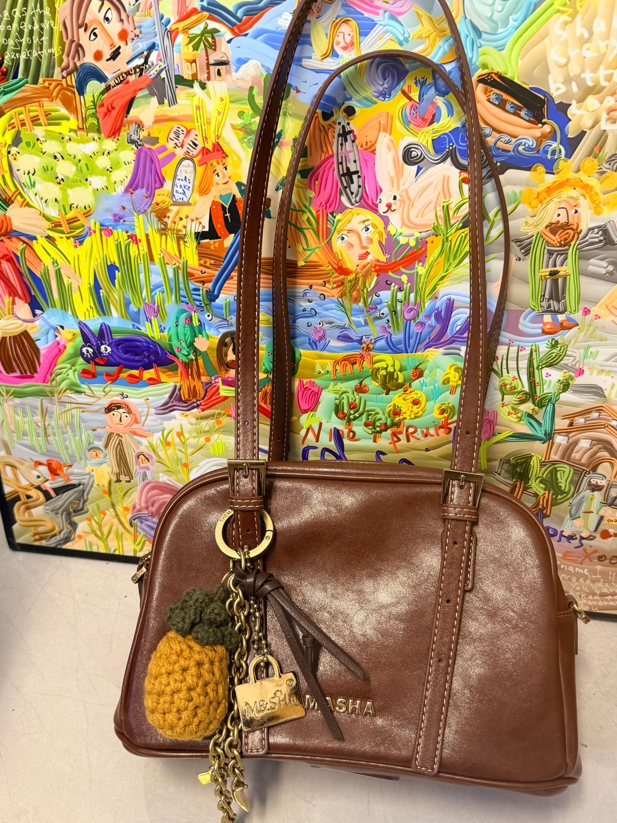 玛莎秋冬新款保龄球单肩包中古系列斜挎包