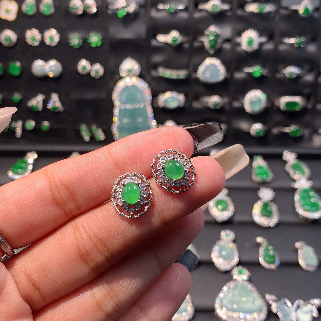 翡翠未镶嵌耳饰耳钉