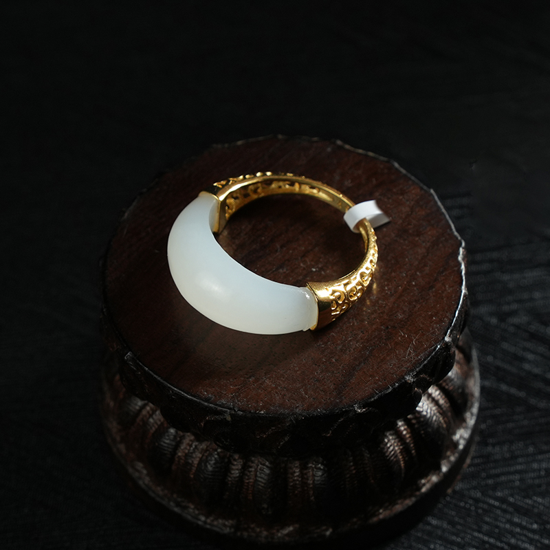 【老掌柜】S925银镶白玉戒指 ACX071912