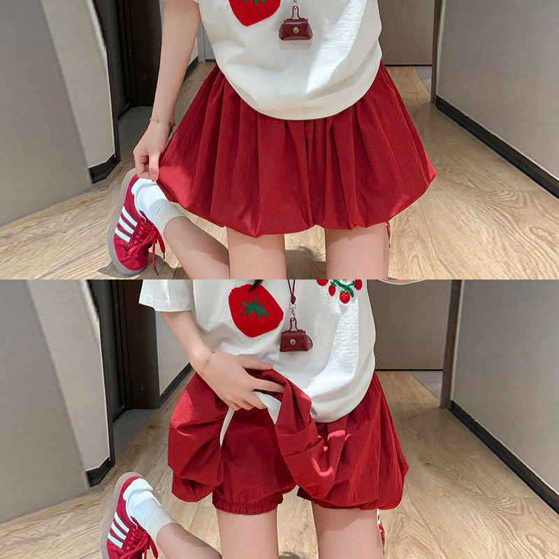 冰丝花苞裙裤女2025夏薄款高腰防走光休闲小个子宽松韩版短裤