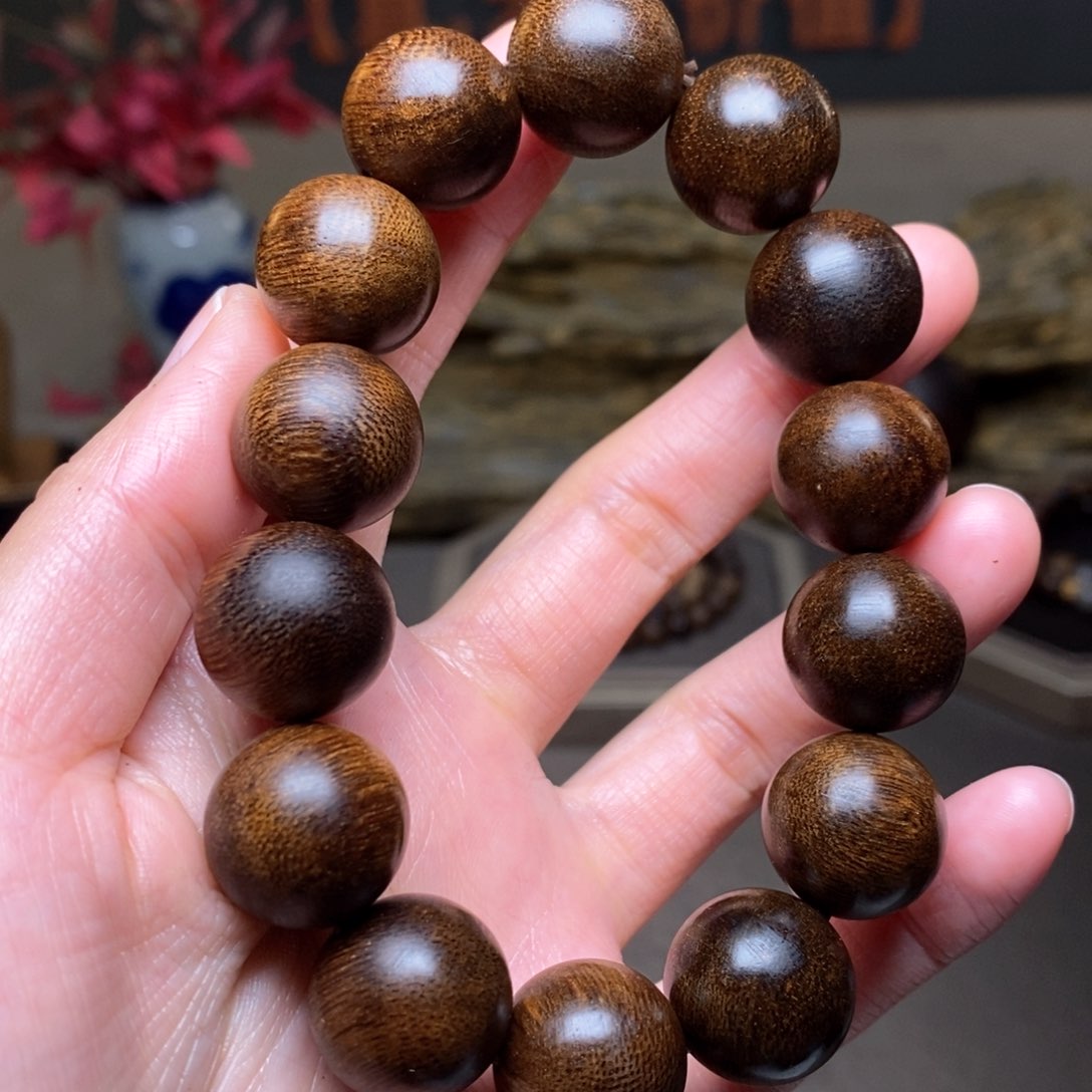 沉香手串越南富森红土糖结玉化1.6