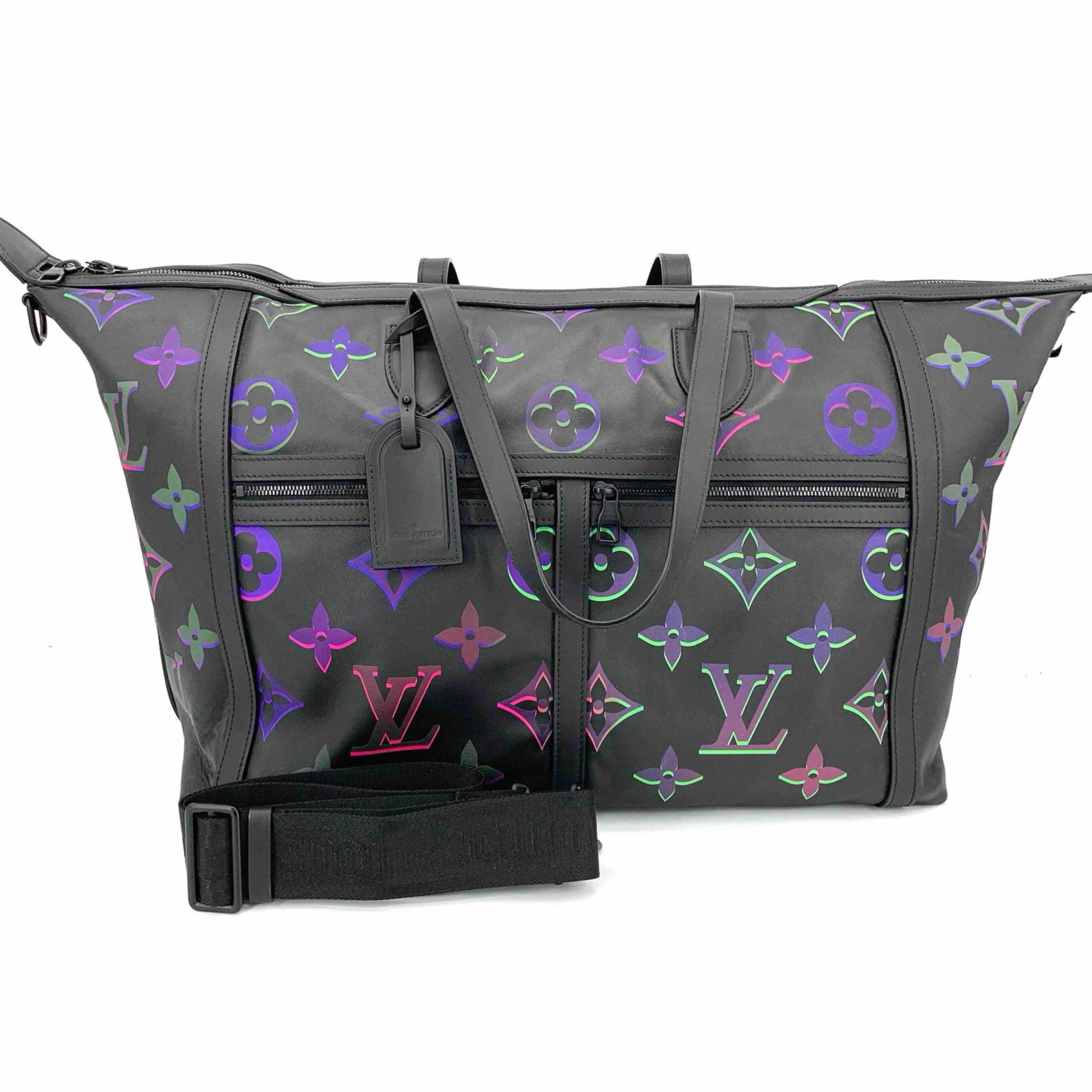 99新 LouisVuitton/路易威登 黑色全皮幻彩旅行袋 尺寸50/40 
