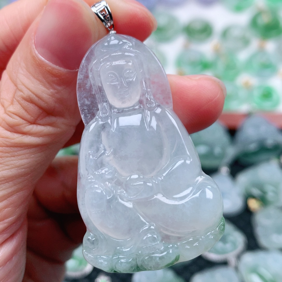 翡翠吊坠(不含链)18K金镶嵌