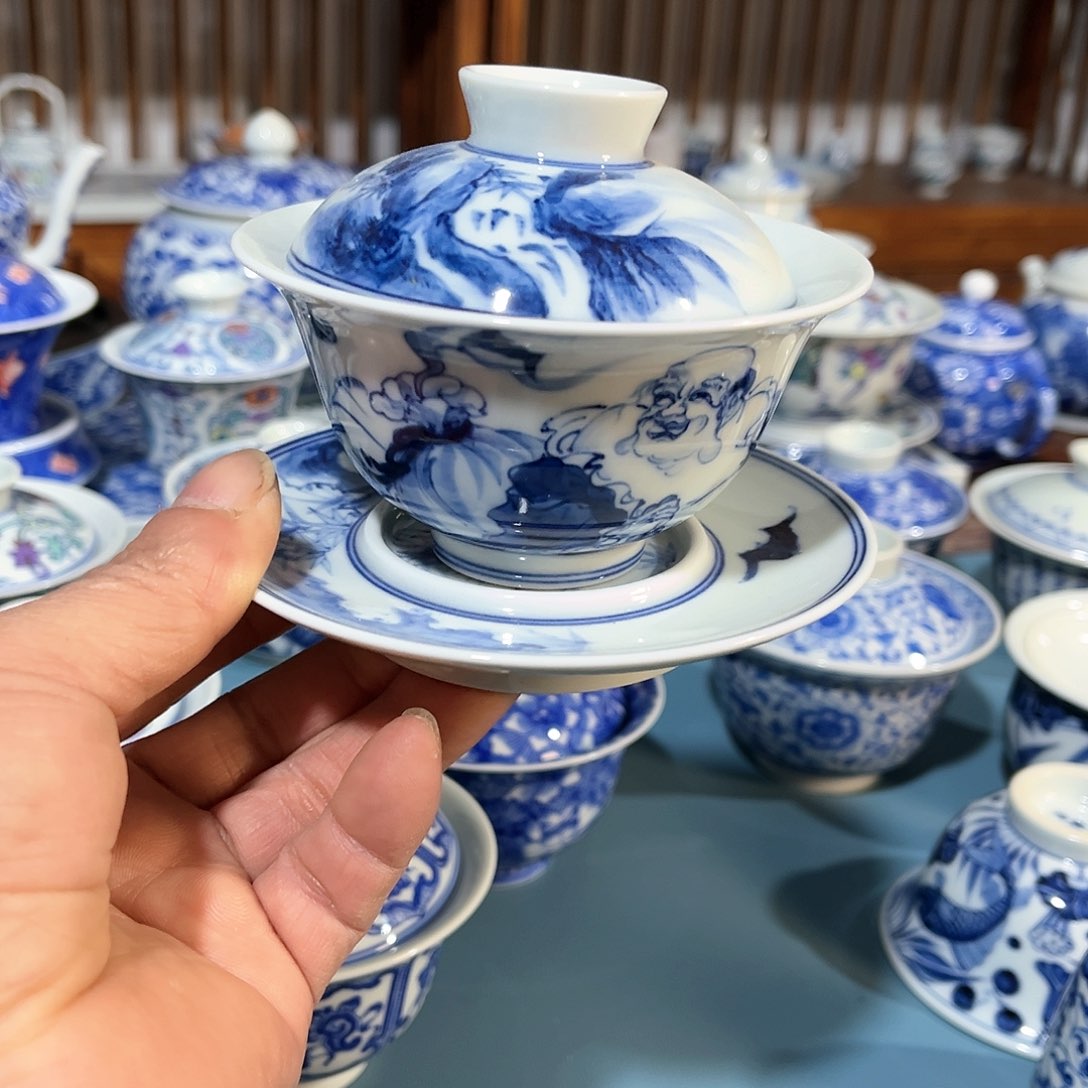 錡镇堂手工手绘盖碗