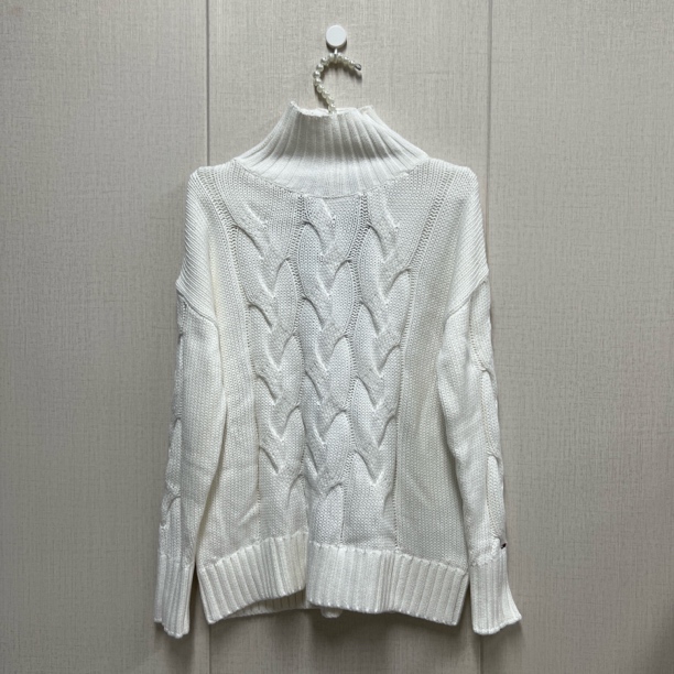 tommy hilfiger/汤米 to124（剪标款）白色麻花针织毛衣 时尚百搭