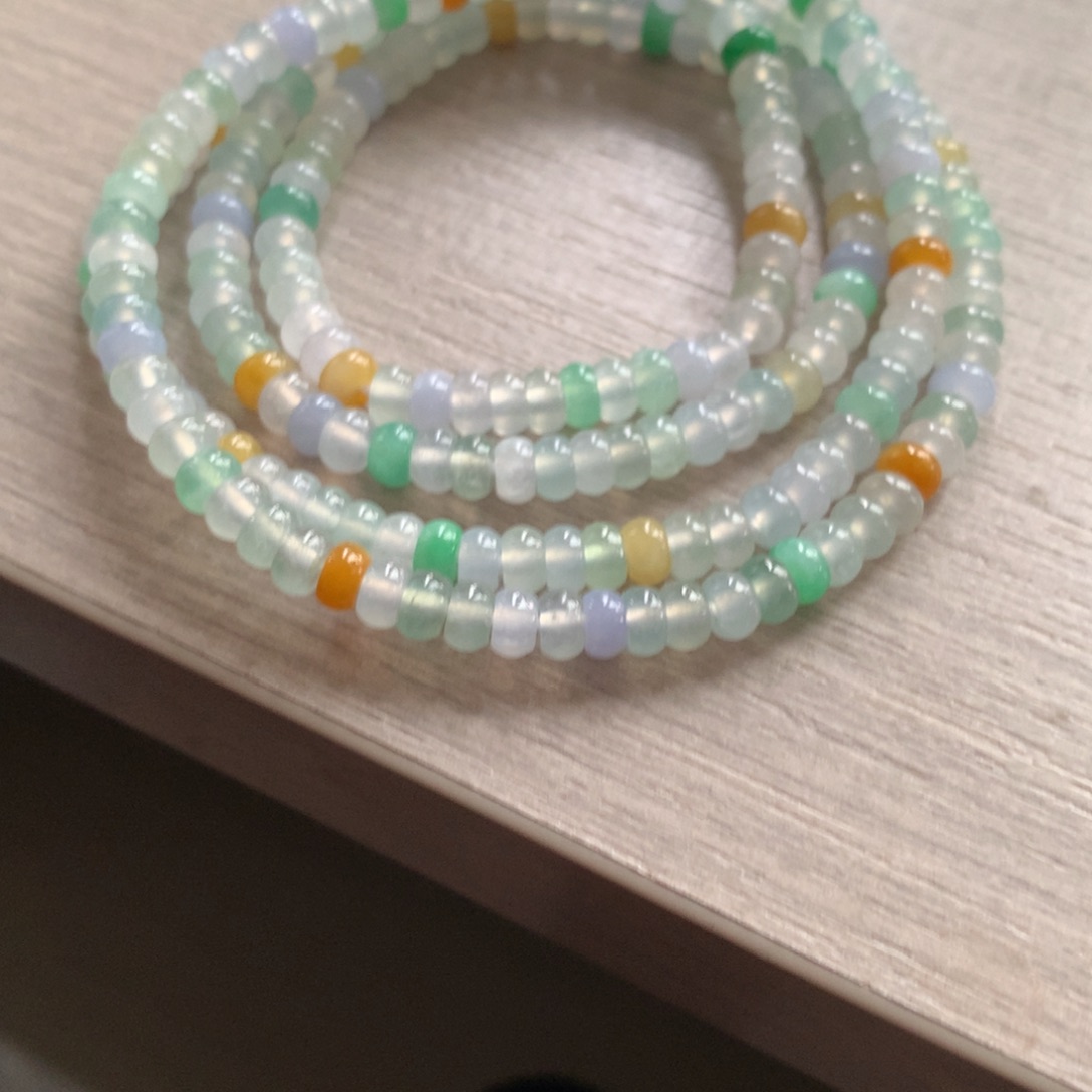 翡翠未镶嵌颈饰卡4.5冰种算盘珠项链