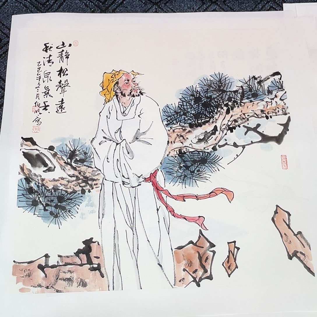 影***。国画四尺斗方人物