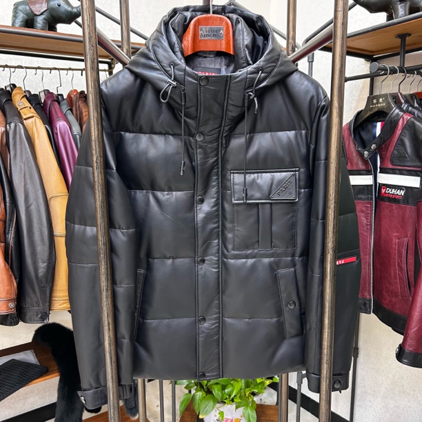 ZXT 男士真皮皮衣雅斯特进口绵羊皮时尚面包服连帽羽绒内胆DE8820