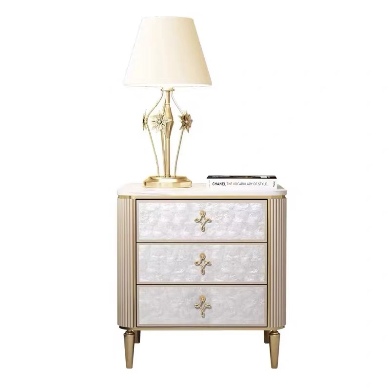 床头柜三斗储藏抽屉柜轻奢风高脚款收纳柜五斗柜移动