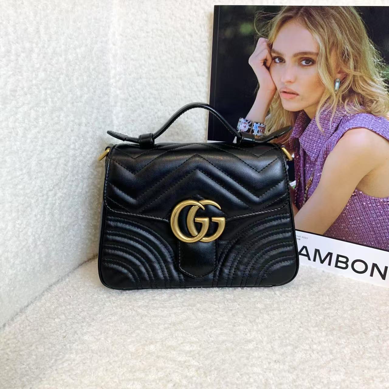 99新 GUCCI/古驰 壹臻/黑金马蒙邮差 43434540