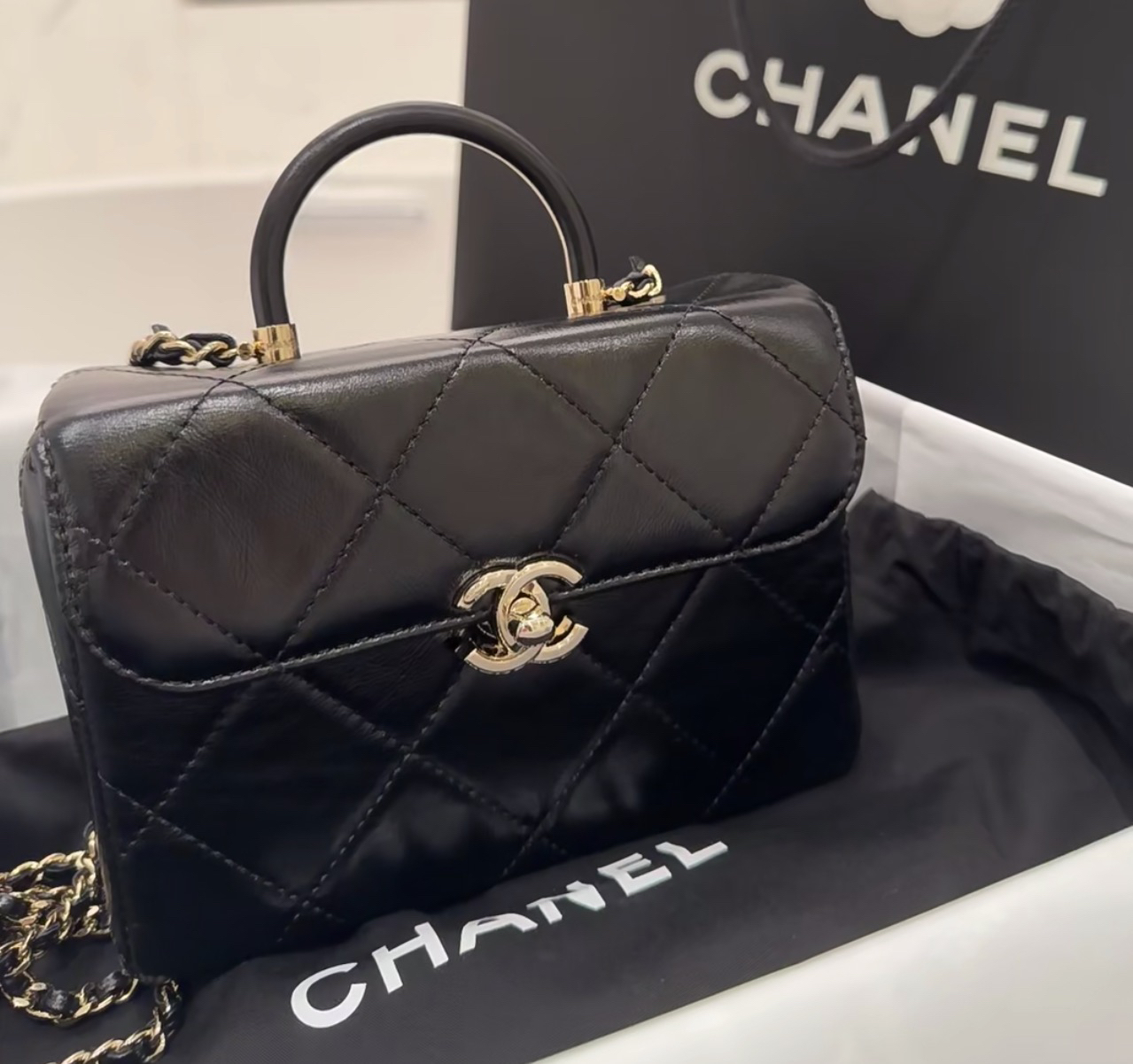 99新 Chanel/香奈儿 多多奢品/香奈儿23k黑金医生包斜挎包/99新