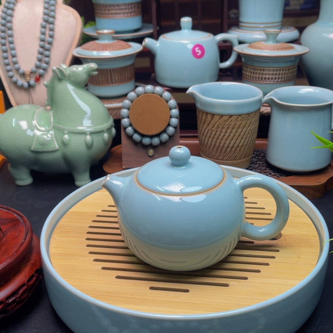 【闪购商品】摆件瓷汝州单壶，壶，杯，壶，手串