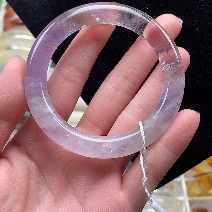 水晶未镶嵌手镯圆条紫水53➕