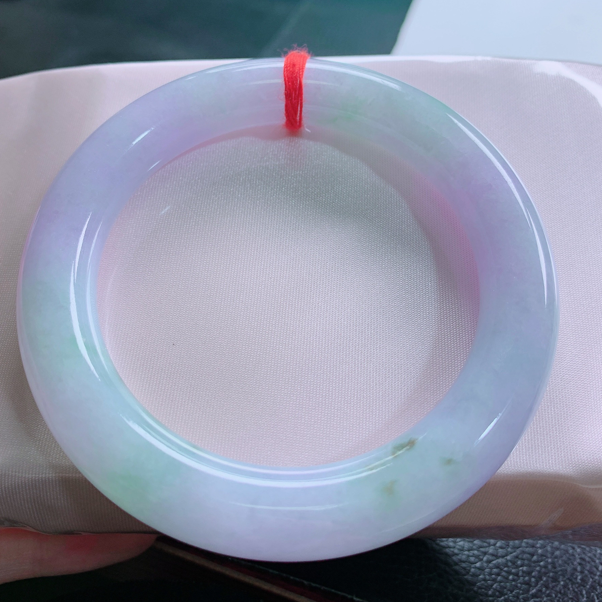 天然缅甸翡翠A货手镯 春彩圆条57圈