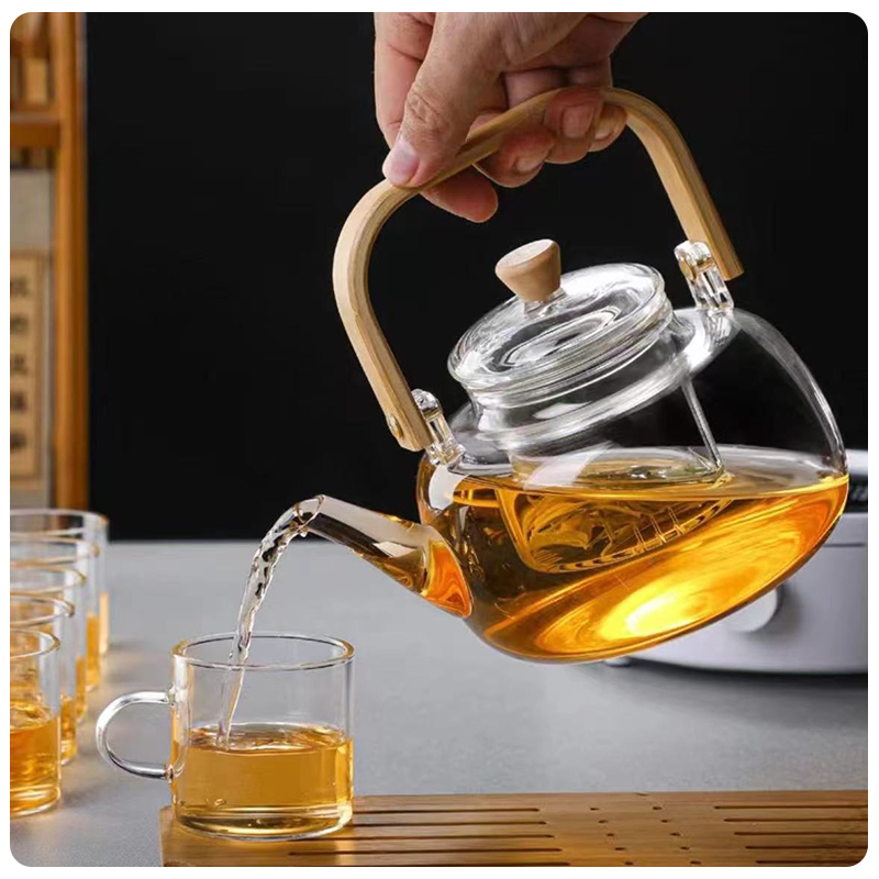 竹把提梁壶耐高温茶壶家用养生壶水壶加厚大容量茶具过滤玻璃壶