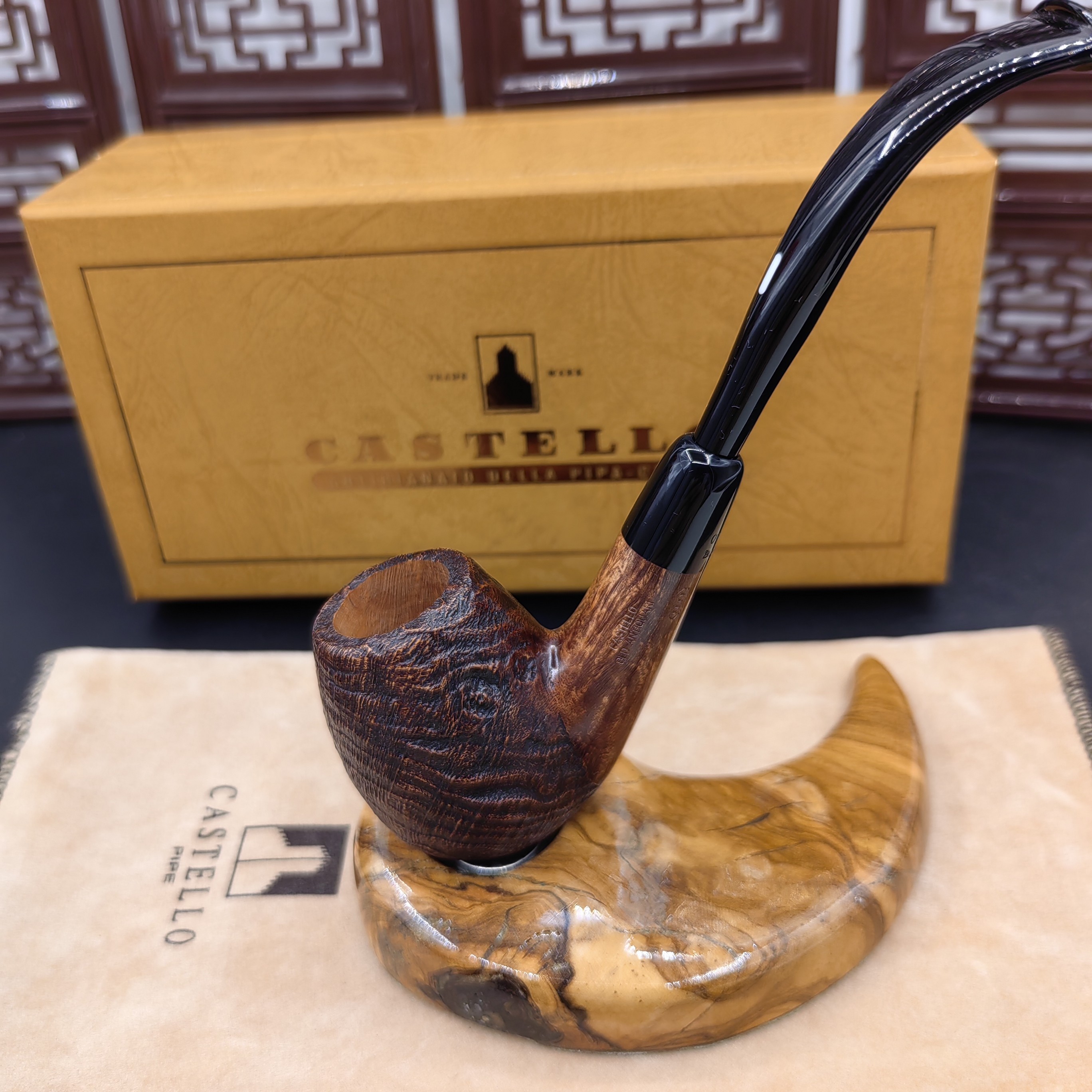 【卡斯特罗】老古董kkkk深色军叉全弯蛋全新石楠木手工烟斗