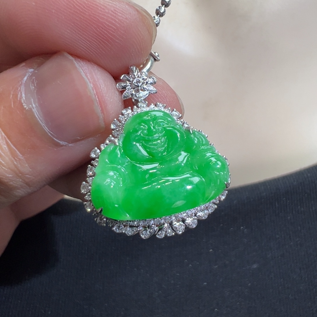 翡翠吊坠(不含链)18K金镶嵌