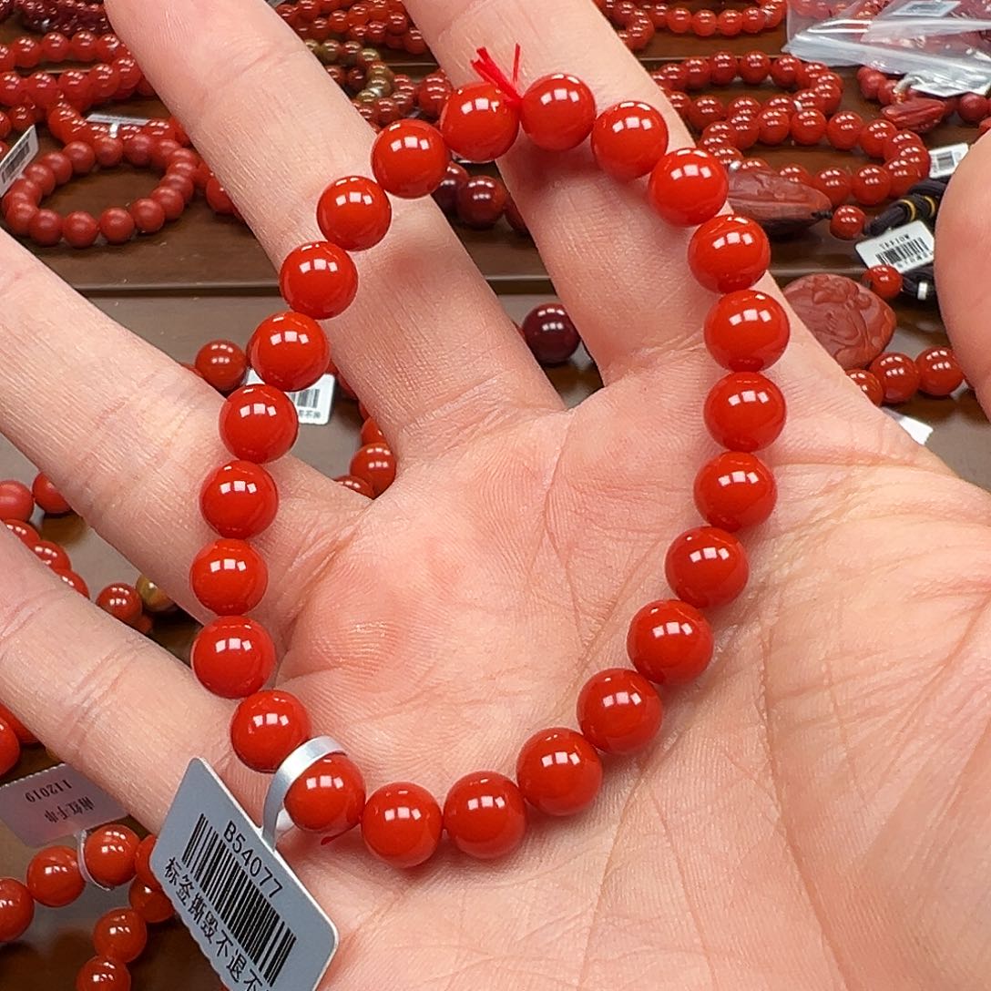 南红玛瑙未镶嵌手链保山料锦红7m