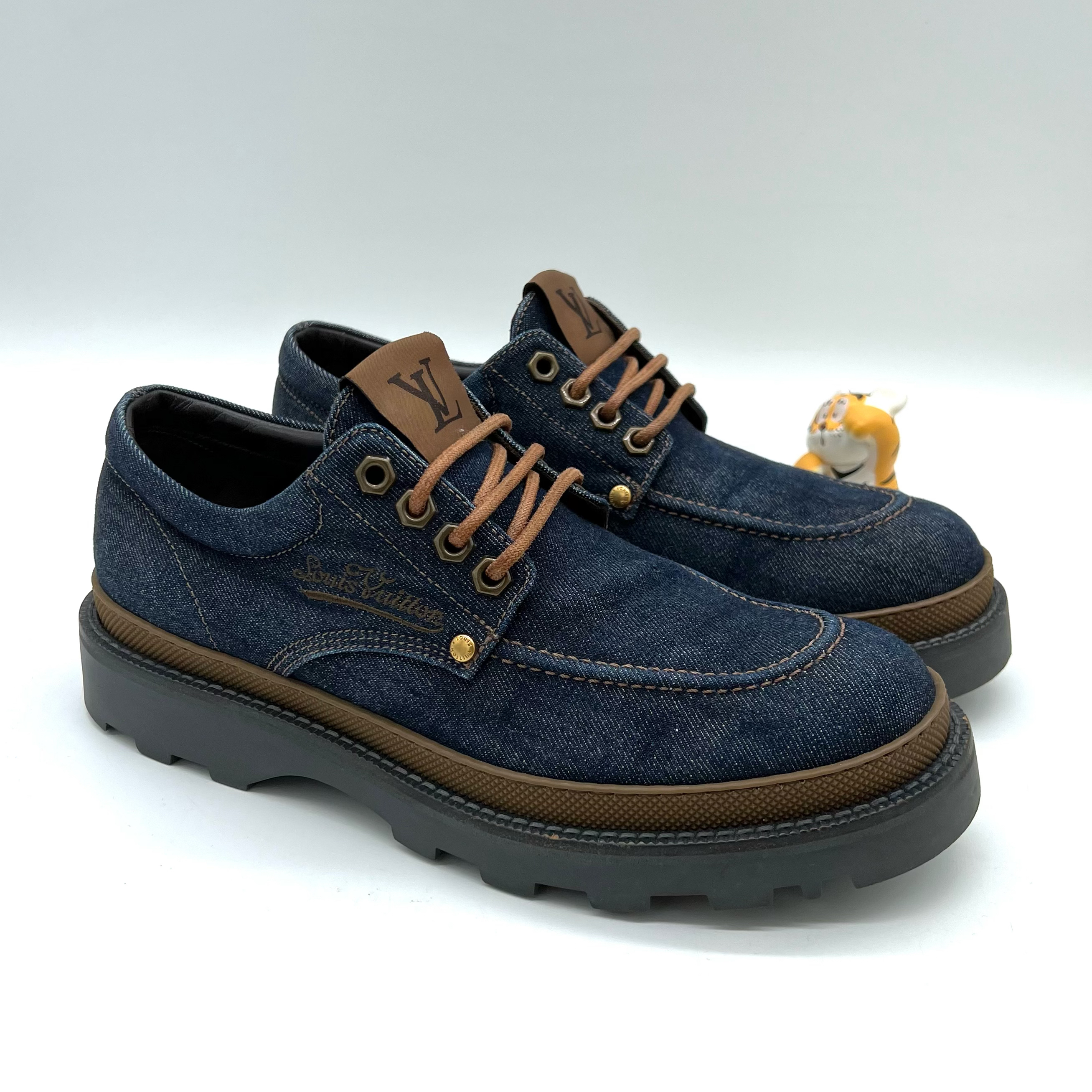 99新 LouisVuitton/路易威登 蓝色 牛仔帆布 路易威登马丁靴 41码