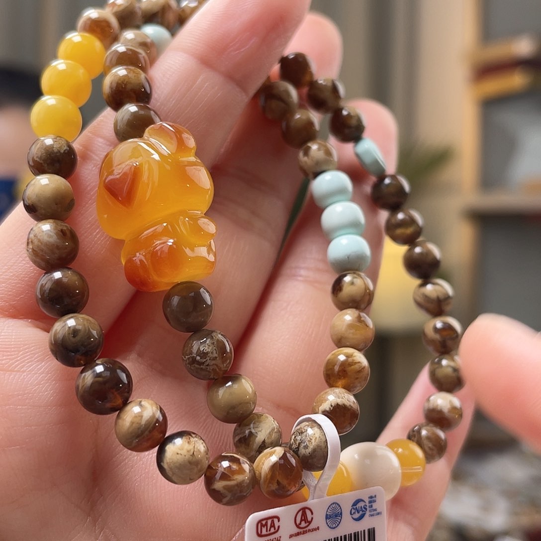琥珀裸石未镶嵌蜜蜡手串