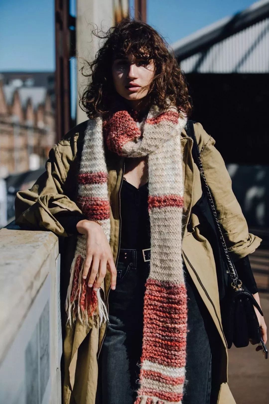 日制古着vintage羊毛羊绒韩版围巾冬季复古保暖孤品针织格子秋冬