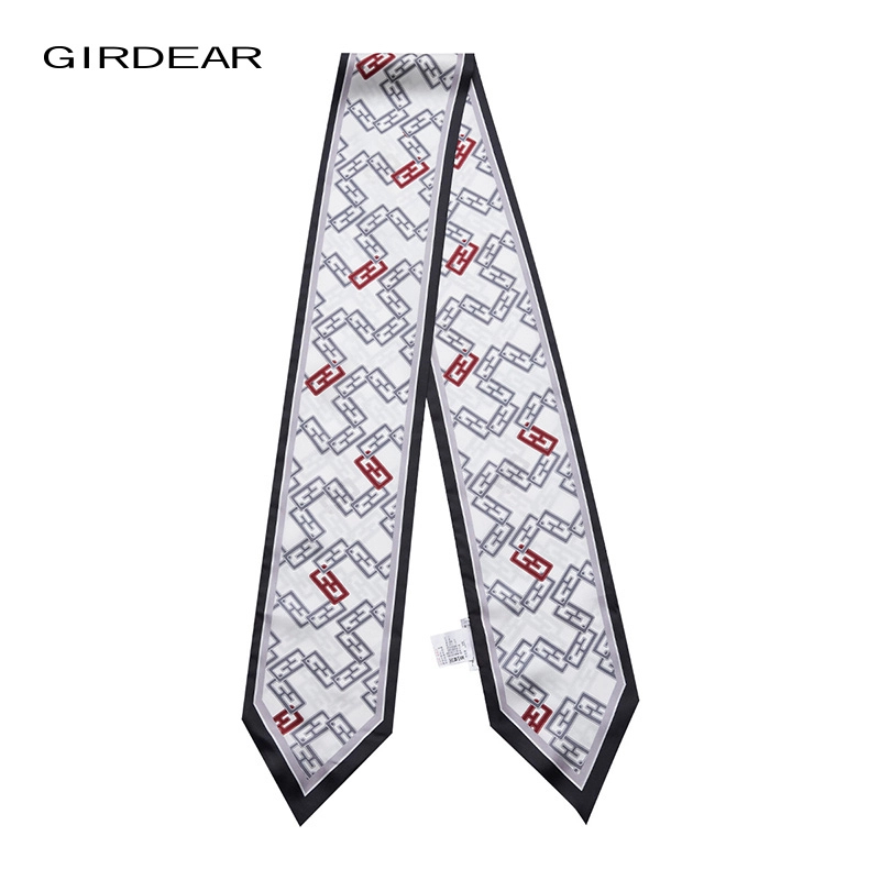 GIRDEAR/哥弟新款复古通勤轻奢尖角长丝巾穿搭配饰180054
