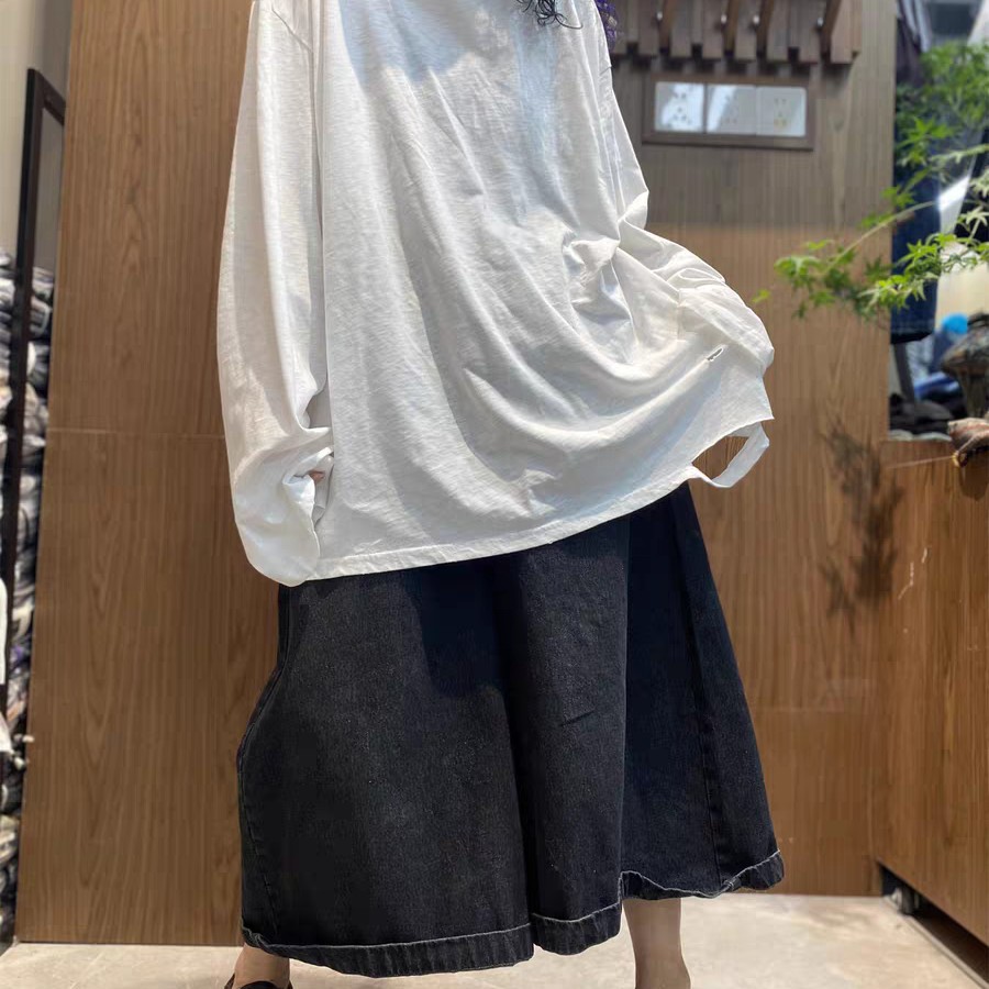 纯色大码慵懒风破洞设计长袖T恤女2025秋季新款圆领打底上衣