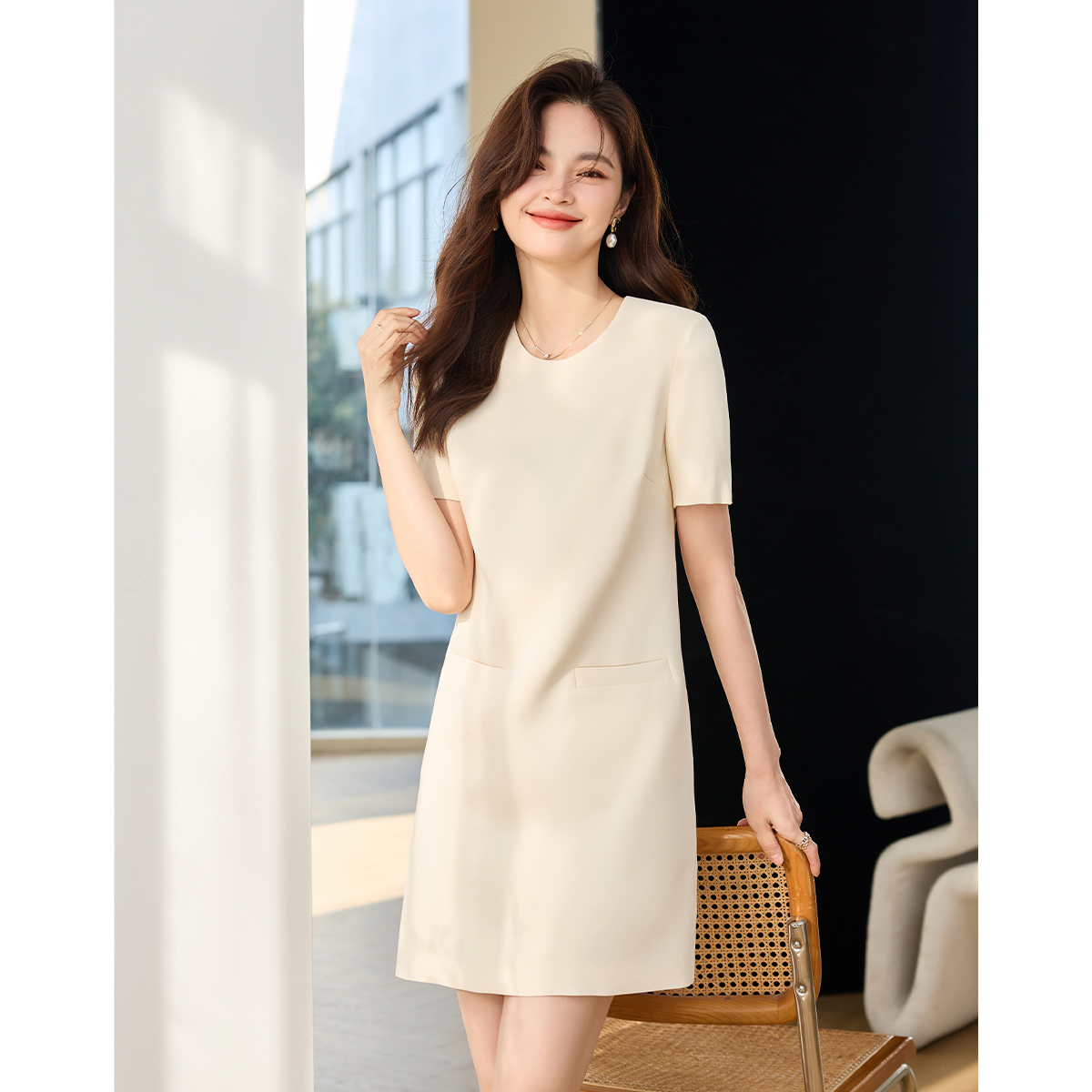 【籽言专属】简约显瘦百搭中长款A字裙女AN24X2367