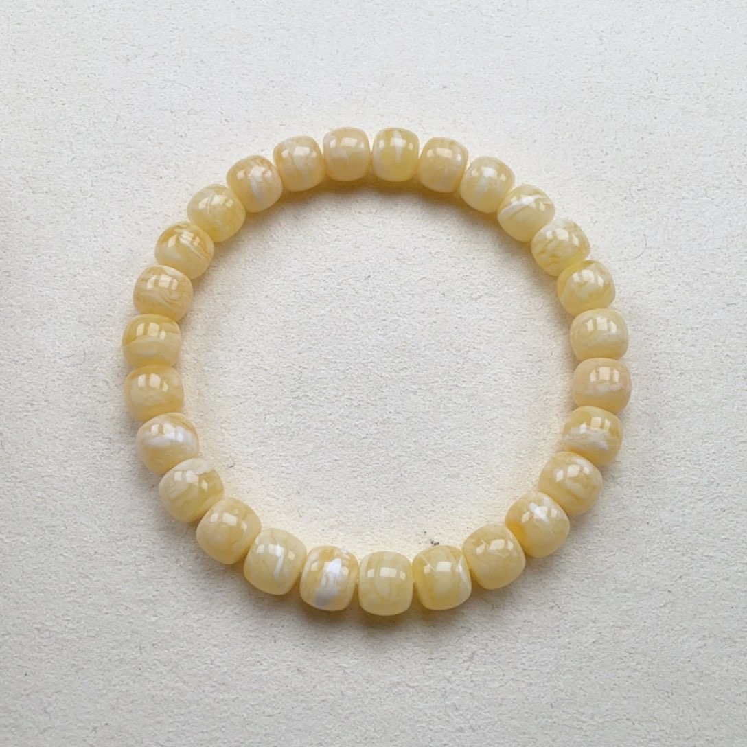 手串蜜蜡未镶嵌7.9mm俄料白蜡虎皮纹精工老型手串