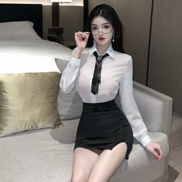 春秋季女士显瘦睡衣长袖简约宽松加大码家居服套装时尚包臀秘书