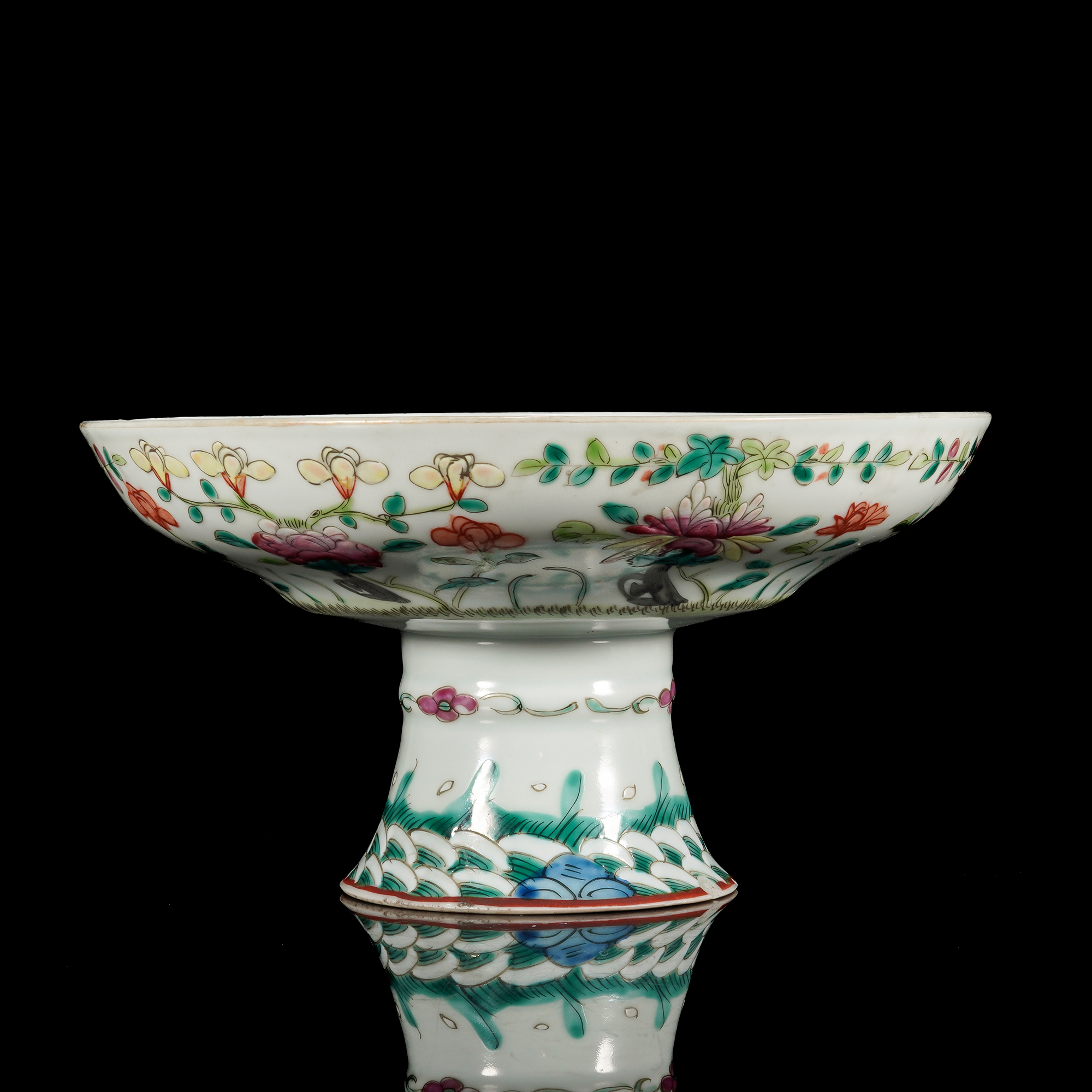 道光粉彩高足盘/c818