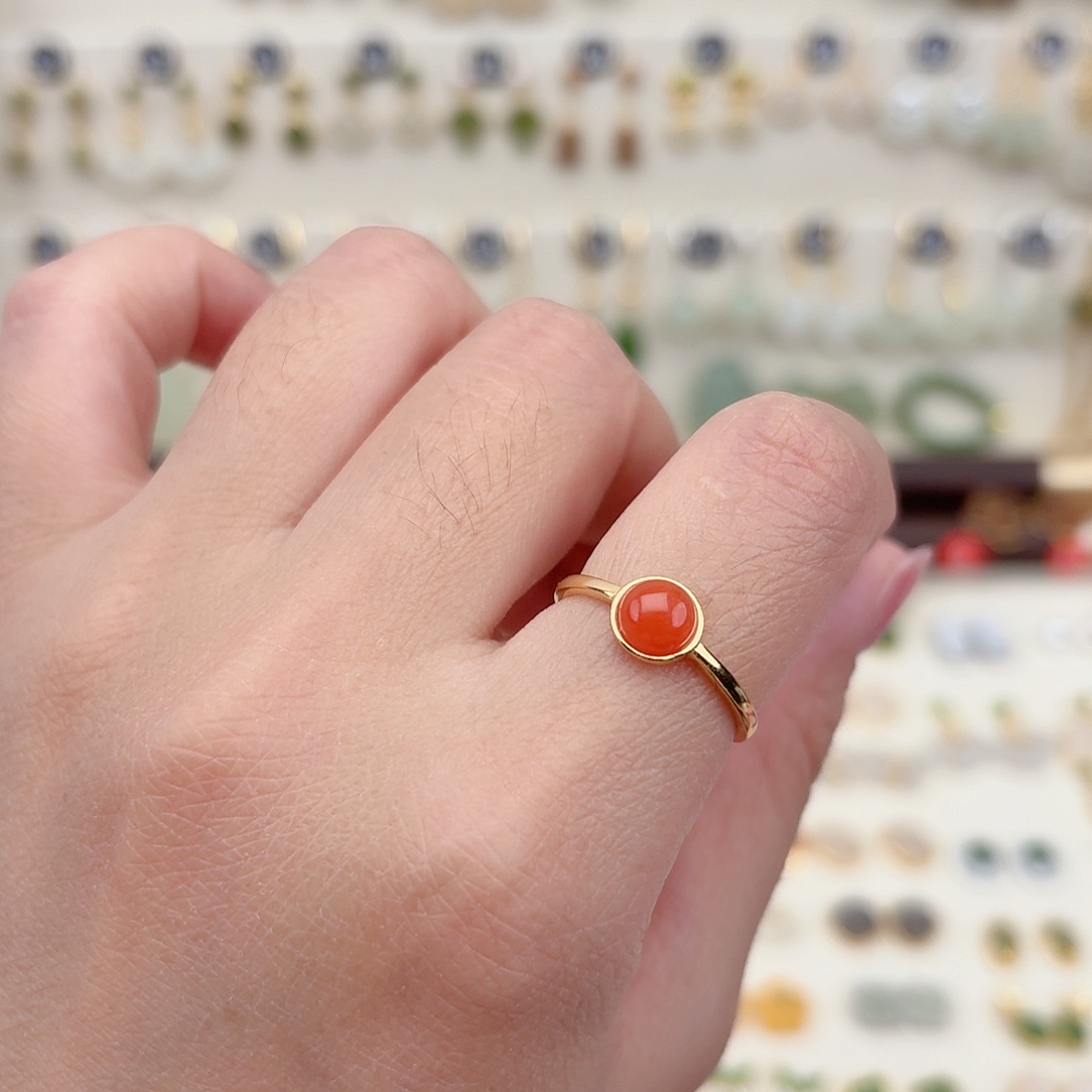 银S925镶嵌南红玛瑙戒指