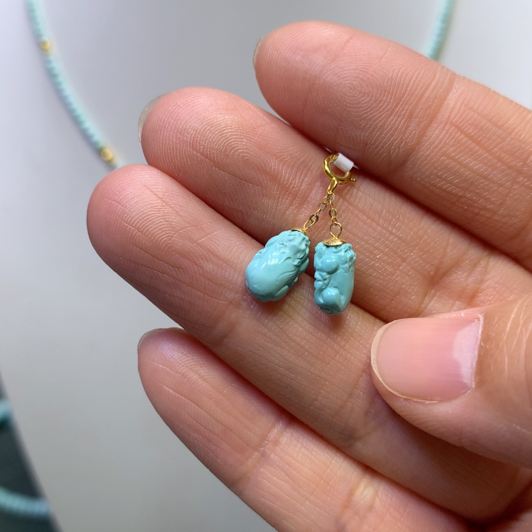 绿松石挂件18K金镶嵌