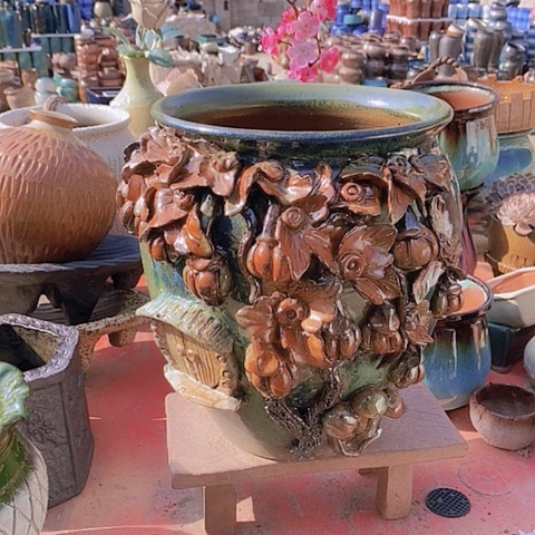 紫砂花盆口25高度31瑕疵