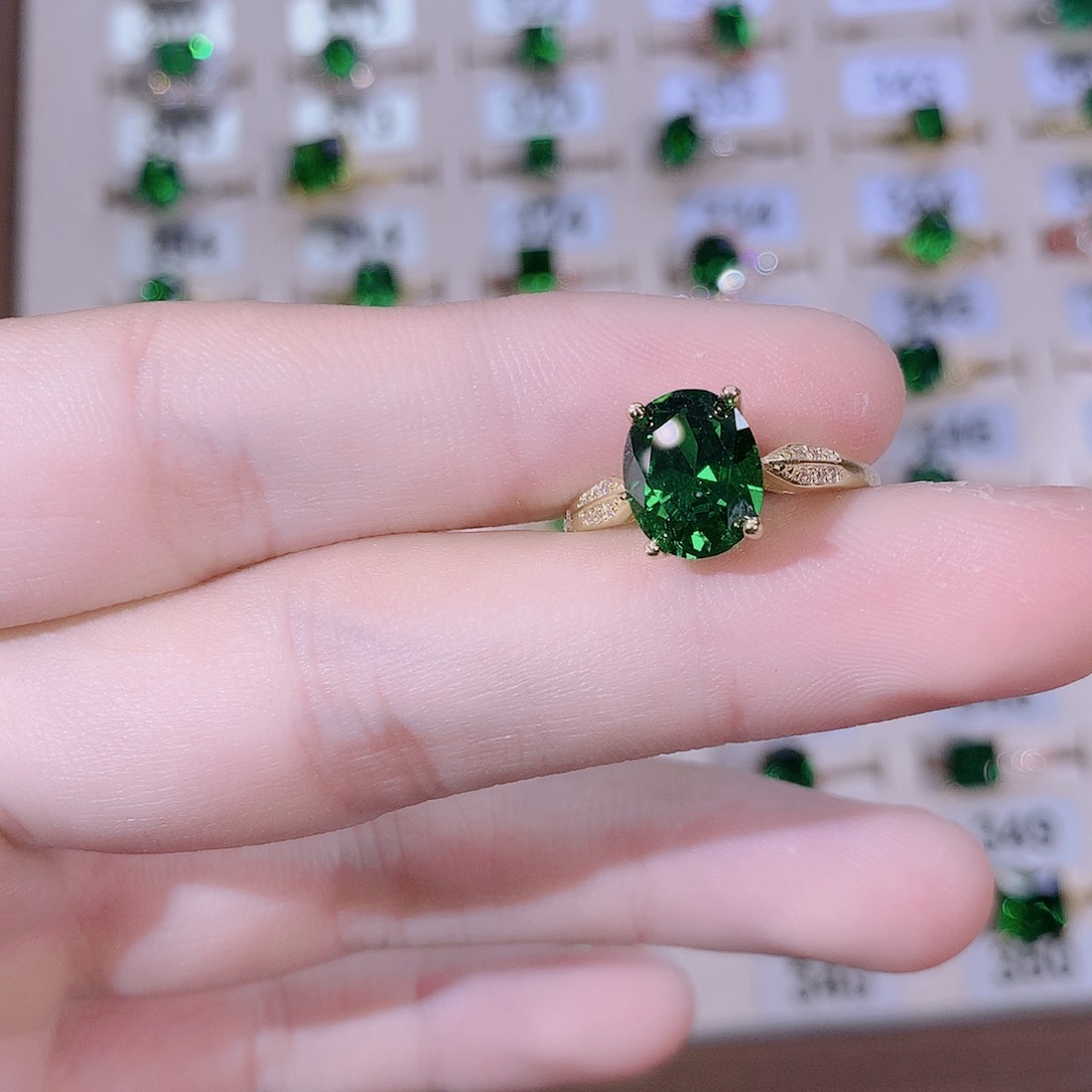 银S925镶嵌戒指碧玺金色810