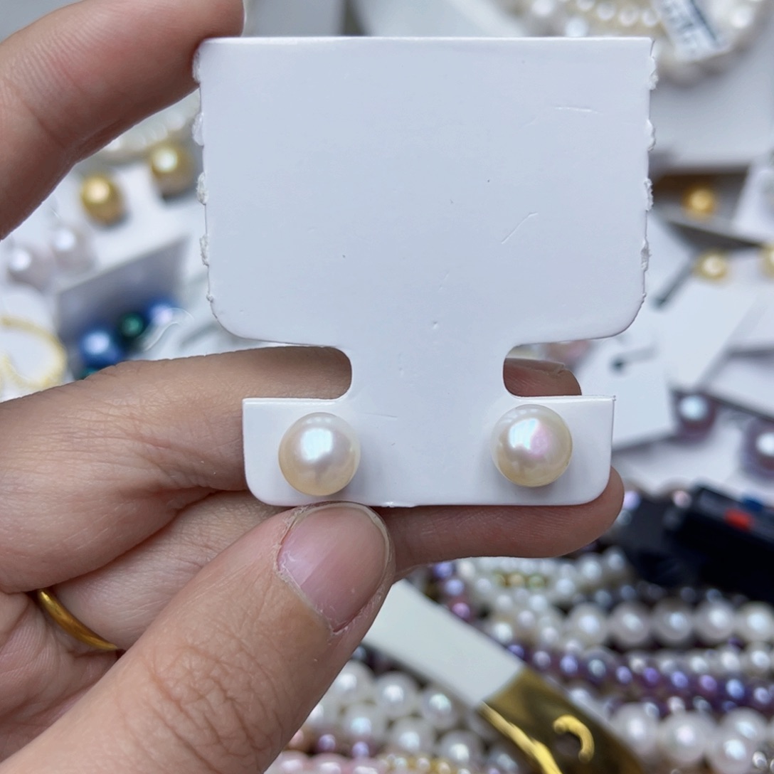 淡水珍珠耳饰银S925镶嵌