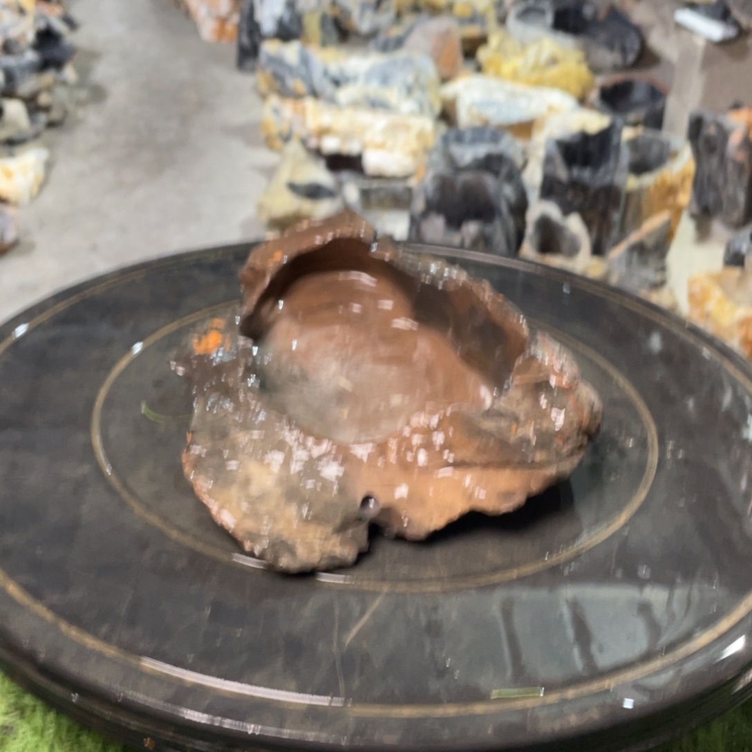 灵璧石花盆平盘打孔