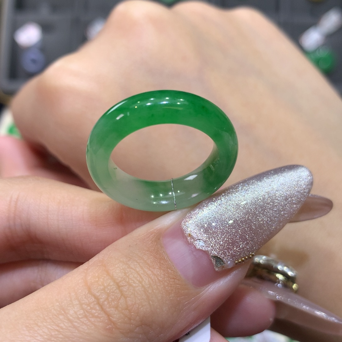 翡翠戒指未镶嵌14-15芙蓉