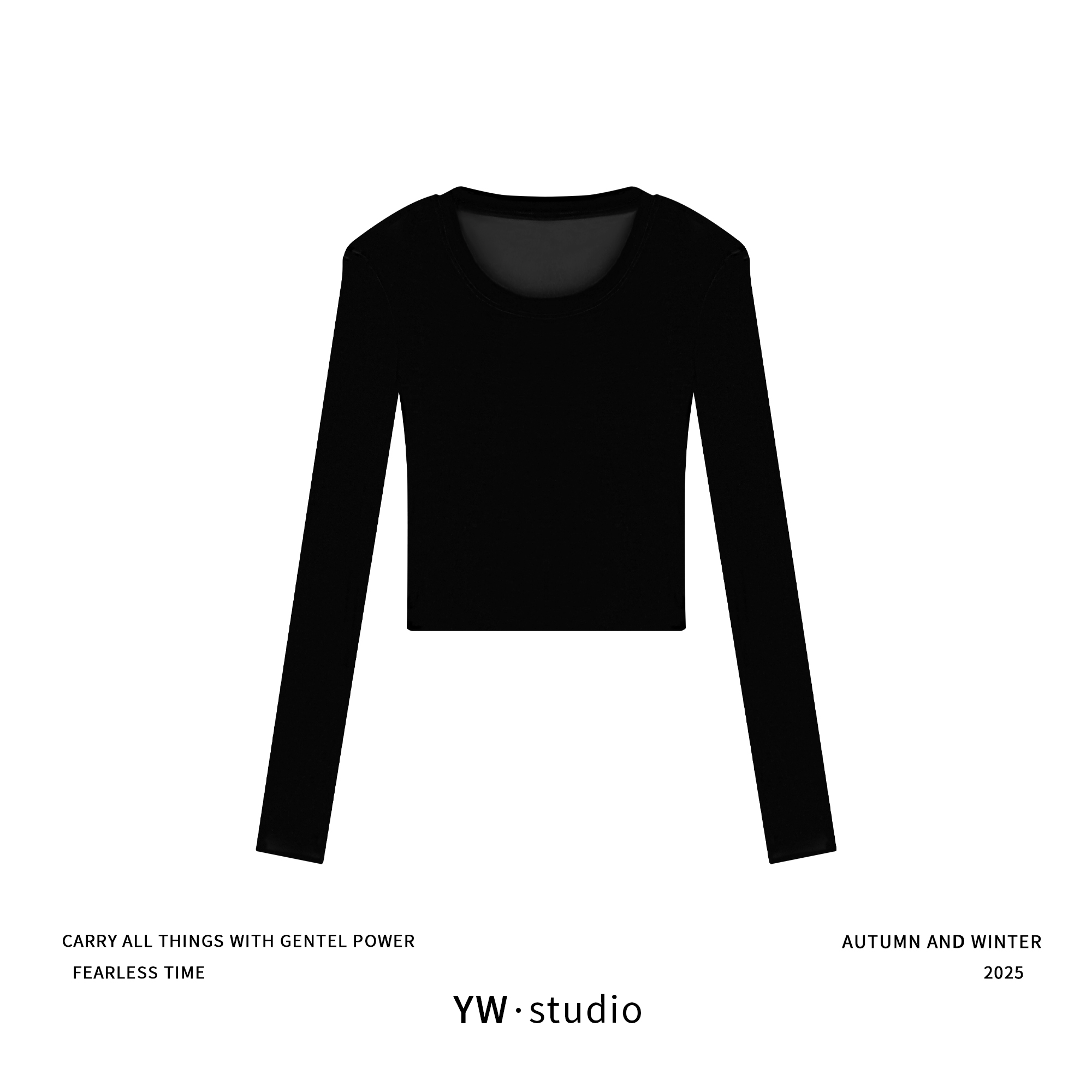 YUWEI/定制 琥珀流光风秋日穿搭大圆领丝绒弹力开叉长袖上衣 8513