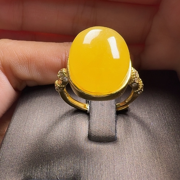 蜜蜡银S925镶嵌戒指戒指