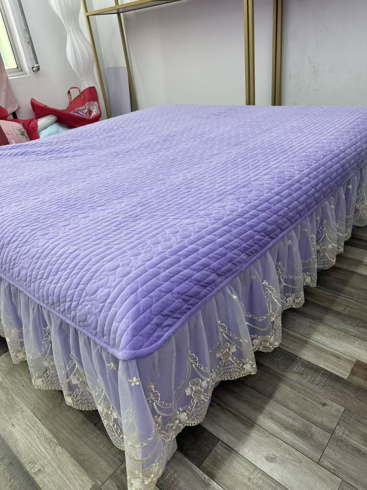 【富婆款婴儿绒床盖】欧根纱欧式轻奢风婴儿绒单床盖加绒加厚