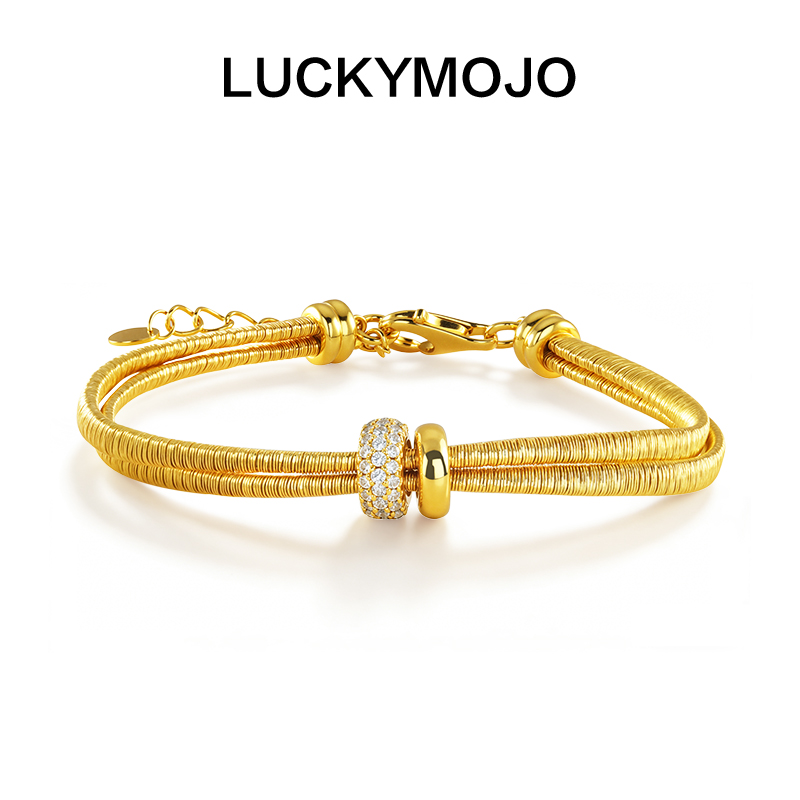 LUCKYMOJO 925银手链 轻奢气质拉丝串珠手链小众百搭时尚男生女生