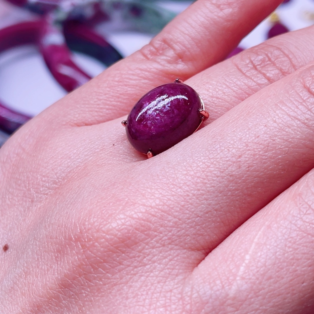 戒指红宝石银S925镶嵌